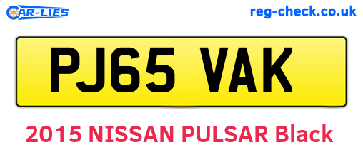 PJ65VAK are the vehicle registration plates.