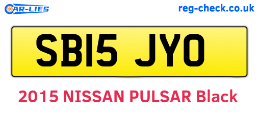 SB15JYO are the vehicle registration plates.