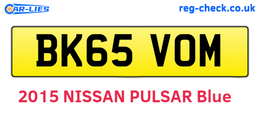 BK65VOM are the vehicle registration plates.