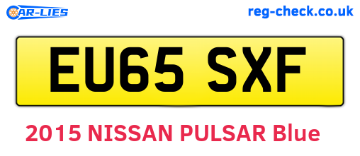 EU65SXF are the vehicle registration plates.