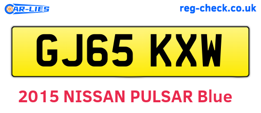 GJ65KXW are the vehicle registration plates.