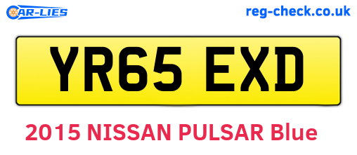 YR65EXD are the vehicle registration plates.
