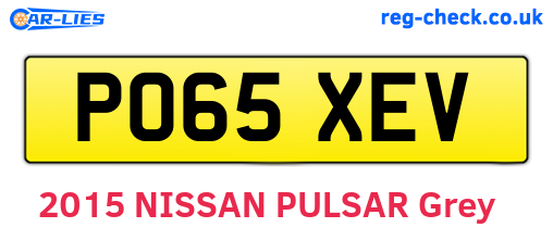PO65XEV are the vehicle registration plates.