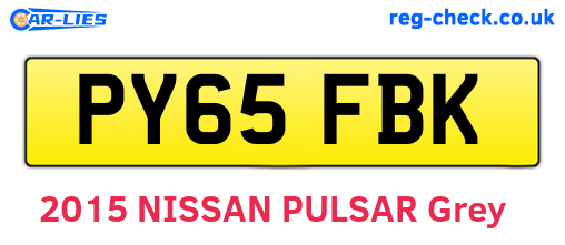 PY65FBK are the vehicle registration plates.