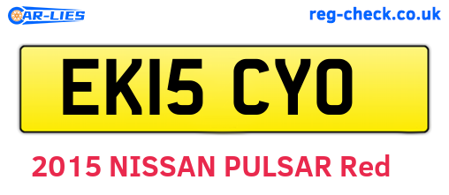 EK15CYO are the vehicle registration plates.