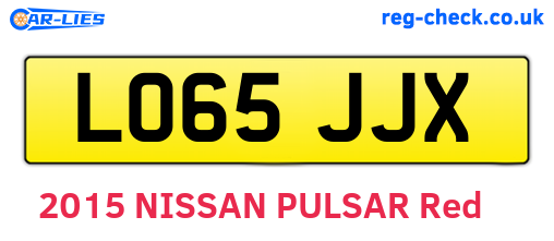 LO65JJX are the vehicle registration plates.