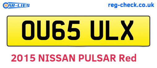 OU65ULX are the vehicle registration plates.