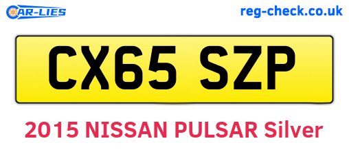 CX65SZP are the vehicle registration plates.