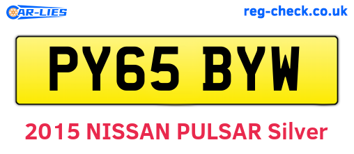 PY65BYW are the vehicle registration plates.