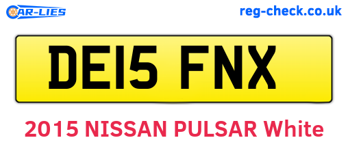 DE15FNX are the vehicle registration plates.