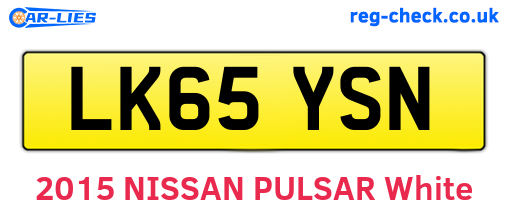 LK65YSN are the vehicle registration plates.