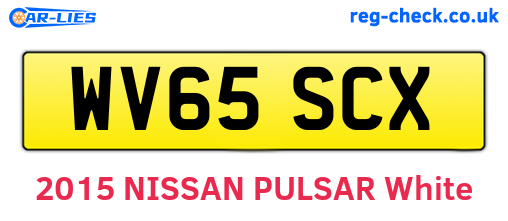 WV65SCX are the vehicle registration plates.