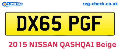 DX65PGF are the vehicle registration plates.