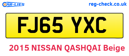 FJ65YXC are the vehicle registration plates.