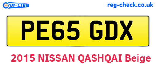 PE65GDX are the vehicle registration plates.