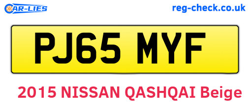 PJ65MYF are the vehicle registration plates.