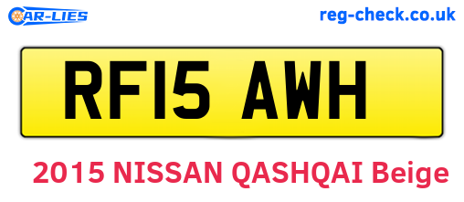 RF15AWH are the vehicle registration plates.
