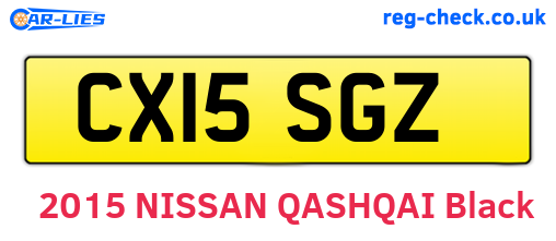 CX15SGZ are the vehicle registration plates.