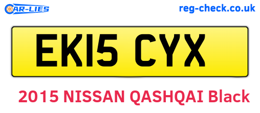 EK15CYX are the vehicle registration plates.