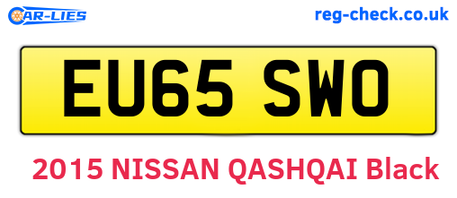 EU65SWO are the vehicle registration plates.
