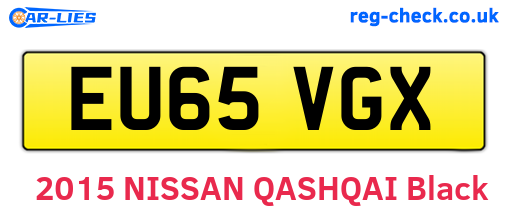 EU65VGX are the vehicle registration plates.