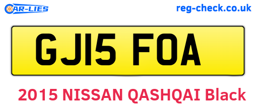 GJ15FOA are the vehicle registration plates.
