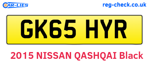 GK65HYR are the vehicle registration plates.