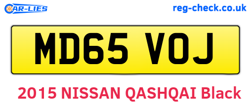 MD65VOJ are the vehicle registration plates.