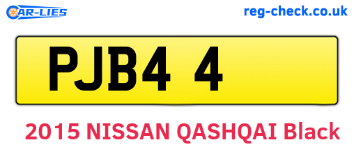 PJB44 are the vehicle registration plates.