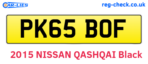 PK65BOF are the vehicle registration plates.