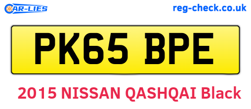 PK65BPE are the vehicle registration plates.