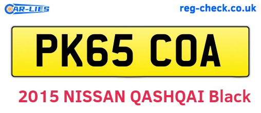 PK65COA are the vehicle registration plates.