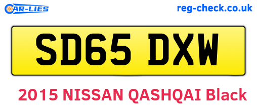 SD65DXW are the vehicle registration plates.