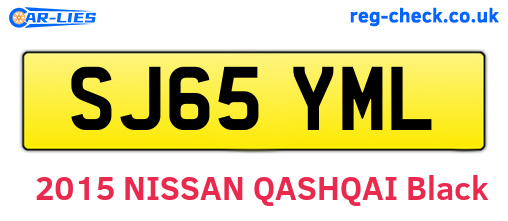SJ65YML are the vehicle registration plates.