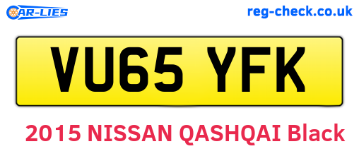 VU65YFK are the vehicle registration plates.