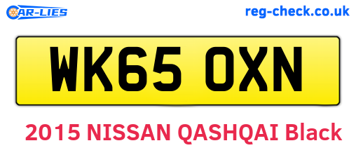 WK65OXN are the vehicle registration plates.