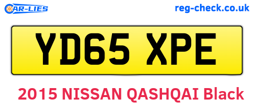 YD65XPE are the vehicle registration plates.