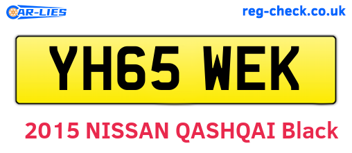 YH65WEK are the vehicle registration plates.
