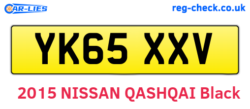 YK65XXV are the vehicle registration plates.
