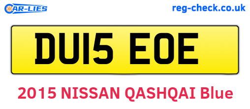 DU15EOE are the vehicle registration plates.
