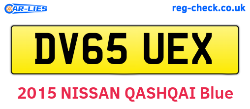 DV65UEX are the vehicle registration plates.