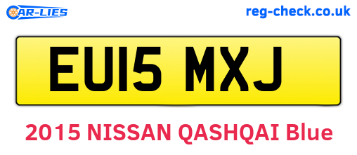 EU15MXJ are the vehicle registration plates.