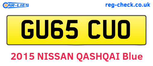 GU65CUO are the vehicle registration plates.