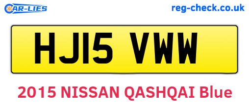 HJ15VWW are the vehicle registration plates.
