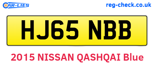 HJ65NBB are the vehicle registration plates.