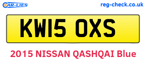 KW15OXS are the vehicle registration plates.