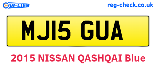 MJ15GUA are the vehicle registration plates.