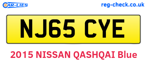 NJ65CYE are the vehicle registration plates.