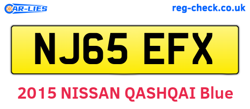 NJ65EFX are the vehicle registration plates.