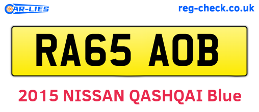 RA65AOB are the vehicle registration plates.